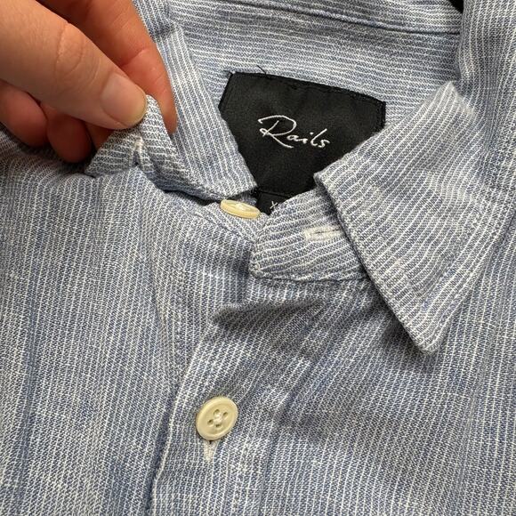 Rails Linen Striped Collared Button Up Men’s XL Color Blue - Picture 4 of 7